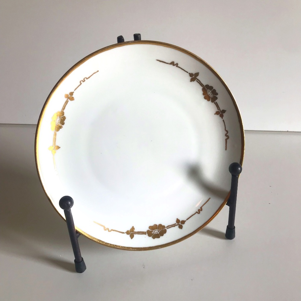 RARE Plate Altrohlau MZ CMR Czec Small Cabinet Display Plate Gold Flowers, Vtg